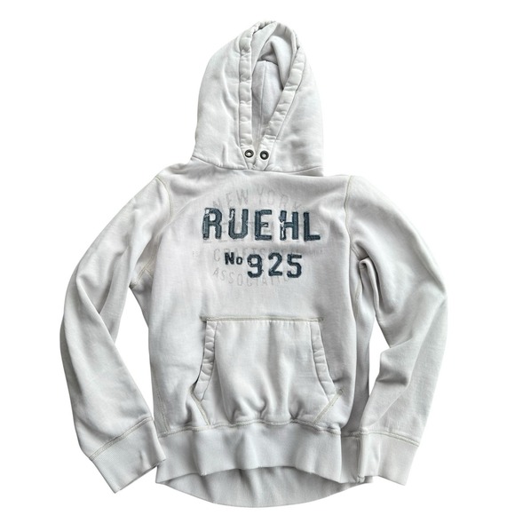 Vintage Ruehl 925 White Spell‎ Out Hoodie LargeHeavy